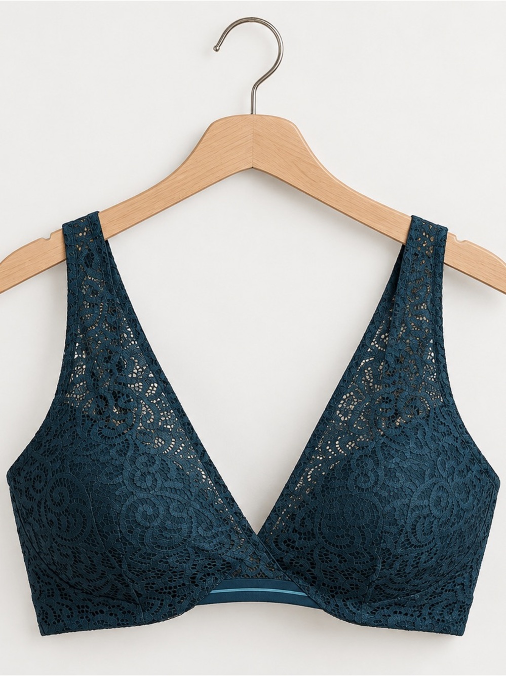 ThirdLove Artisan Lace Plunge Blue Teal Lace Bra Women’s 34B Intimates Lingerie